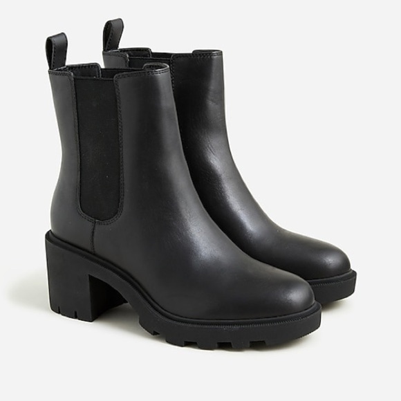 J Crew Lug-sole heeled Chelsea boots in leatherItem BM720